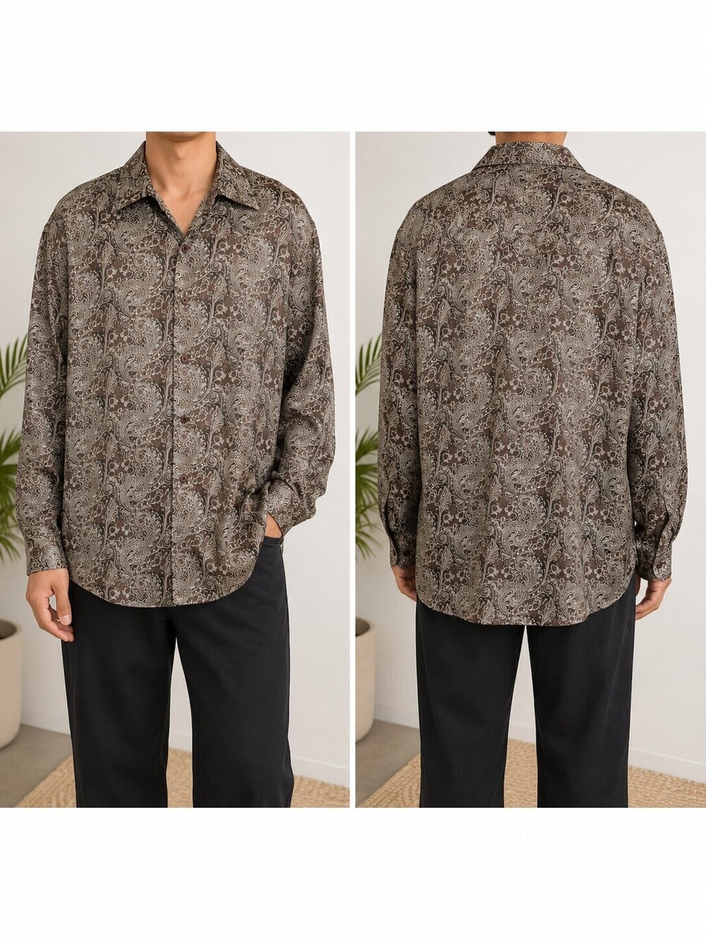 Bagazio Long-Sleeve Button-Up Shirt In Size Xl. Features An All-Over